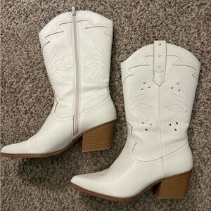 White Western Ankle Boots